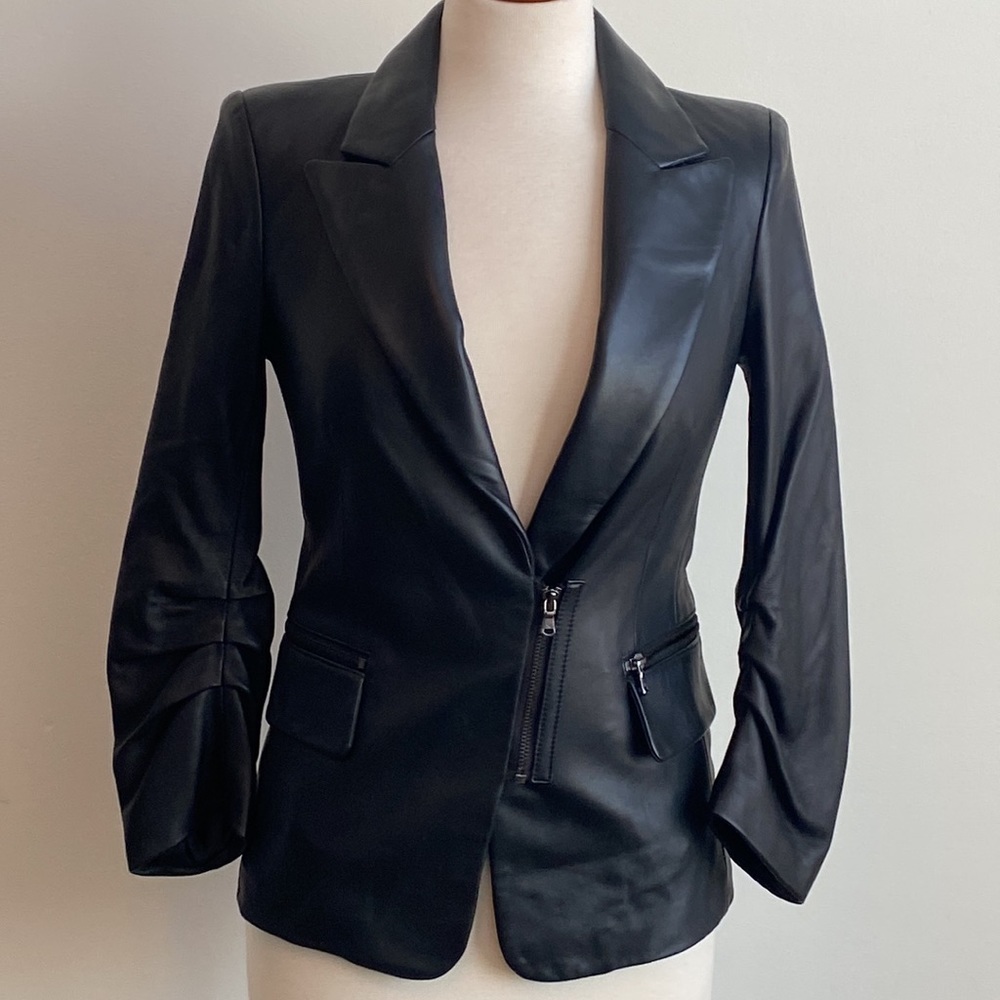 Kobi Halperin Caden Zip Up Lamb Leather Blazer Size Xs